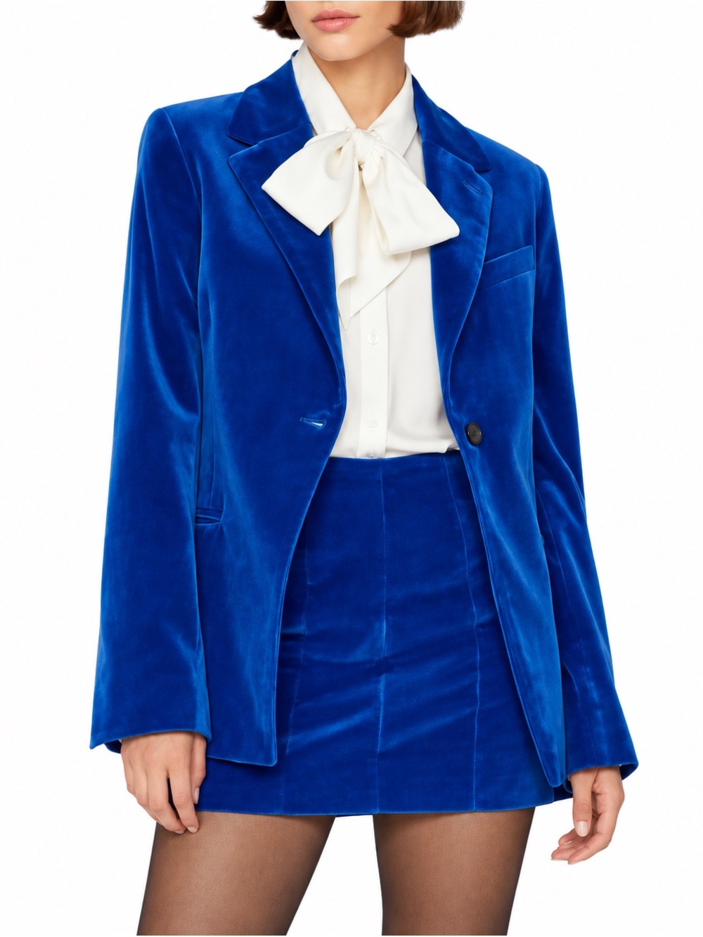 FRAME Velvet Seamed Mini Skirt Bluette Blue Size 0 NWT LWWB0849